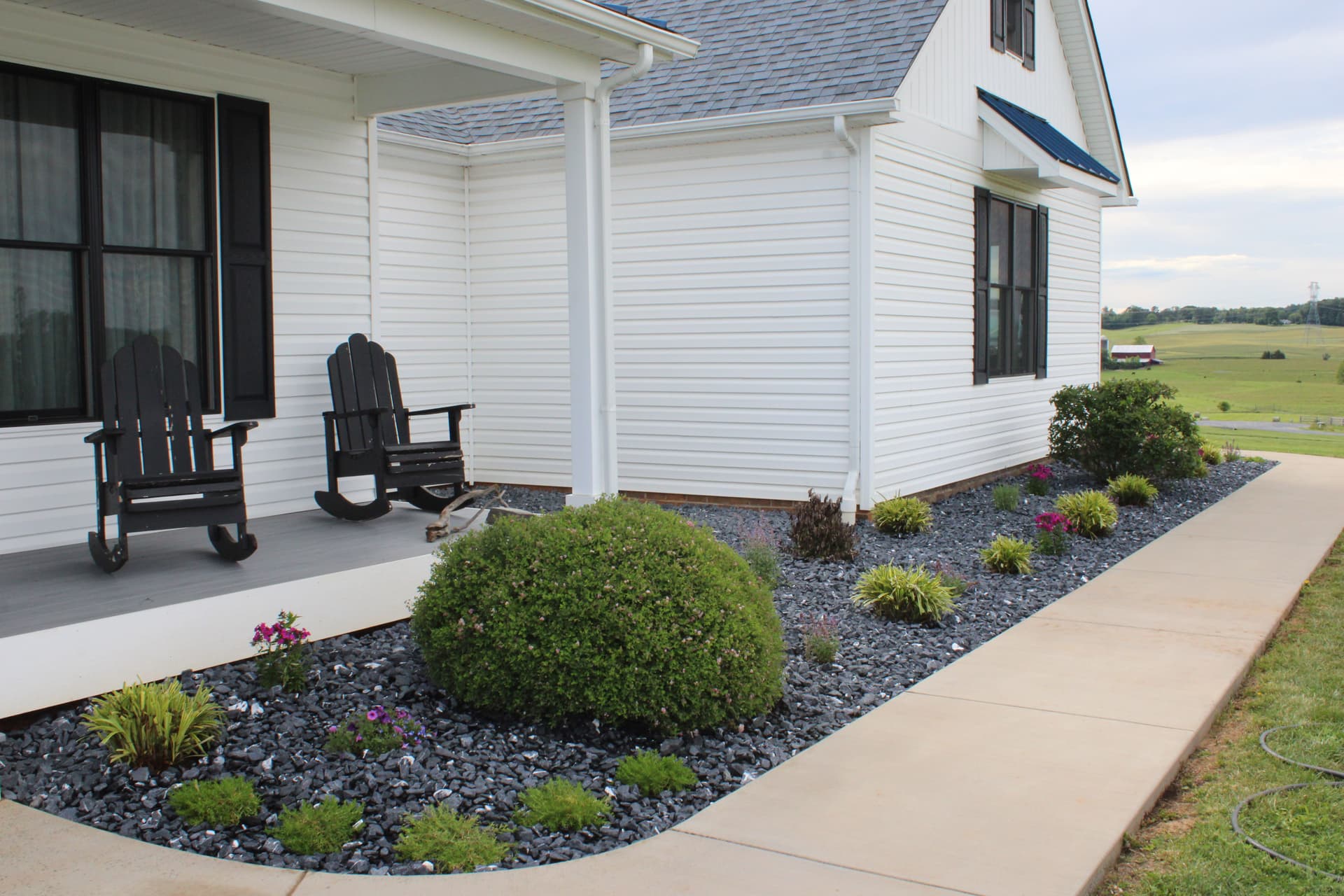 Gallery photos for Complete Front Yard Landscape Redesign with Blue Stone Beds: Image #1